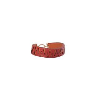Carolee Orange Red Namaste Leather Cuff Bracelet
